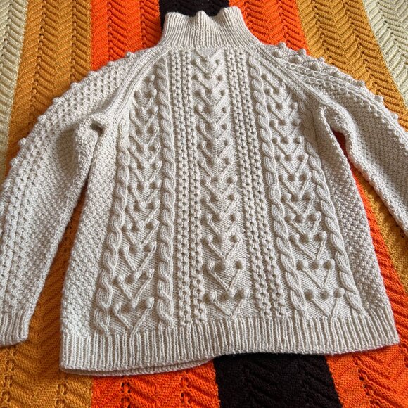 1990s handmade vintage button up wool fishermans aran cardigan! - Picture 16 of 16